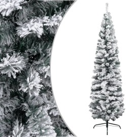 vidaXL Úzky umelý vianočný stromček, zasnežený, zelený 240 cm , PVC