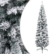vidaXL Úzky umelý vianočný stromček, zasnežený, zelený 240 cm , PVC - cena, porovnanie