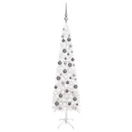 vidaXL Úzky vianočný stromček s LED a sadou gulí biely 120cm - cena, porovnanie
