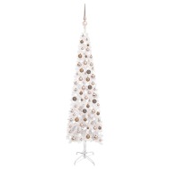 vidaXL Úzky vianočný stromček s LED a sadou gulí biely 150cm - cena, porovnanie