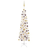 vidaXL Úzky vianočný stromček s LED a sadou gulí biely 180cm - cena, porovnanie