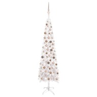 vidaXL Úzky vianočný stromček s LED a sadou gulí biely 210cm - cena, porovnanie