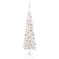 vidaXL Úzky vianočný stromček s LED a sadou gulí biely 240cm - cena, porovnanie