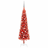 vidaXL Úzky vianočný stromček s LED a sadou gulí červený 180cm - cena, porovnanie