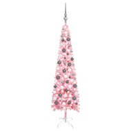 vidaXL Úzky vianočný stromček s LED a sadou gulí ružový 120cm - cena, porovnanie