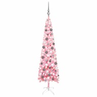 vidaXL Úzky vianočný stromček s LED a sadou gulí ružový 150cm - cena, porovnanie