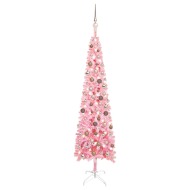 vidaXL Úzky vianočný stromček s LED a sadou gulí ružový 180cm - cena, porovnanie