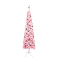vidaXL Úzky vianočný stromček s LED a sadou gulí ružový 210cm - cena, porovnanie