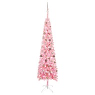 vidaXL Úzky vianočný stromček s LED a sadou gulí ružový 240cm - cena, porovnanie
