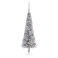 vidaXL Úzky vianočný stromček s LED a sadou gulí strieborný 180cm - cena, porovnanie