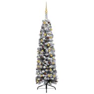 vidaXL Úzky vianočný stromček s LED a sadou gulí zelený 120cm PVC - cena, porovnanie