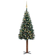 vidaXL Úzky vianočný stromček s LED a sadou gulí zelený 150cm - cena, porovnanie