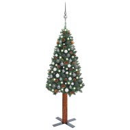 vidaXL Úzky vianočný stromček s LED a sadou gulí zelený 150cm PVC - cena, porovnanie