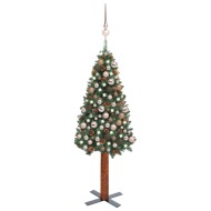 vidaXL Úzky vianočný stromček s LED a sadou gulí zelený 180cm PVC - cena, porovnanie