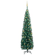 vidaXL Úzky vianočný stromček s LED a sadou gulí zelený 210cm - cena, porovnanie