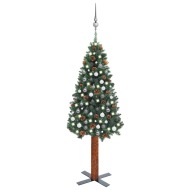 vidaXL Úzky vianočný stromček s LED a sadou gulí zelený 210cm PVC - cena, porovnanie