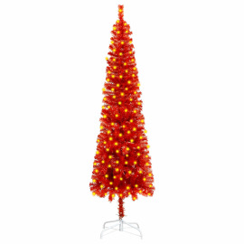 vidaXL Úzky vianočný stromček s LED červený 180cm