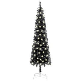vidaXL Úzky vianočný stromček s LED čierny 120cm