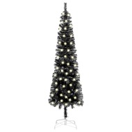 vidaXL Úzky vianočný stromček s LED čierny 120cm - cena, porovnanie