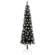 vidaXL Úzky vianočný stromček s LED čierny 150cm - cena, porovnanie