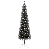 vidaXL Úzky vianočný stromček s LED čierny 210cm - cena, porovnanie