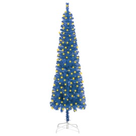 vidaXL Úzky vianočný stromček s LED modrý 210cm