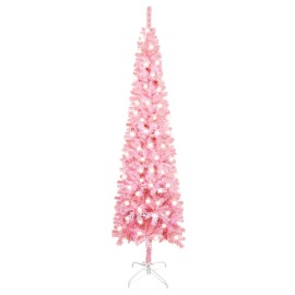 vidaXL Úzky vianočný stromček s LED ružový 180cm