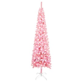 vidaXL Úzky vianočný stromček s LED ružový 240cm