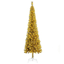 vidaXL Úzky vianočný stromček s LED zlatý 120cm
