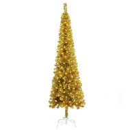 vidaXL Úzky vianočný stromček s LED zlatý 120cm - cena, porovnanie