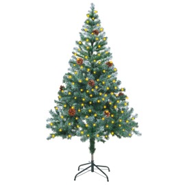 vidaXL Vianočný stromček s LED a borovicovými šiškami 150cm