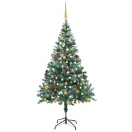 vidaXL vianočný stromček s LED diódy a sadou loptičiek a šiškami 150cm - cena, porovnanie