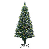 vidaXL Zasnežený umelý vianočný stromček s LED a borovicovými šiškami 150cm - cena, porovnanie