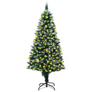 vidaXL Zasnežený umelý vianočný stromček s LED a borovicovými šiškami 240cm - cena, porovnanie