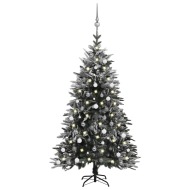vidaXL Zasnežený umelý vianočný stromček s LED a súpravou gulí 180cm PVC a PE - cena, porovnanie