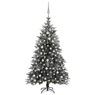vidaXL Zasnežený umelý vianočný stromček s LED a súpravou gulí 210cm PVC a PE - cena, porovnanie