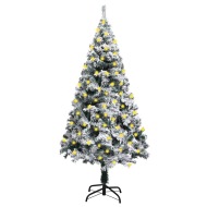 vidaXL Zasnežený umelý vianočný stromček s LED zelený 150cm - cena, porovnanie