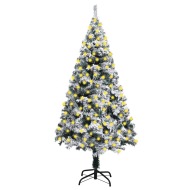 vidaXL Zasnežený umelý vianočný stromček s LED zelený 210cm - cena, porovnanie