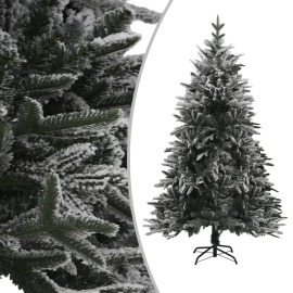 vidaXL Zasnežený umelý vianočný stromček zelený 150cm PVC&PE