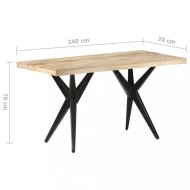 vidaXL Jedálenský stôl masívne drevo / oceľ 140x70x76 cm 323563 - cena, porovnanie
