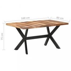 vidaXL Jedálenský stôl masívne drevo / oceľ 160x80x75 cm 321547