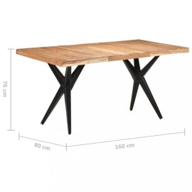 vidaXL Jedálenský stôl masívne drevo / oceľ 160x80x76 cm 323565