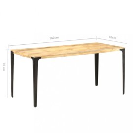 vidaXL Jedálenský stôl masívne drevo / oceľ 160x80x76 cm 286364