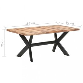 vidaXL Jedálenský stôl masívne drevo / oceľ 180x90x75 cm 321548