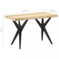 vidaXL Jedálenský stôl masívne drevo / oceľ 120x60x76 cm 323560 - cena, porovnanie