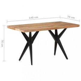vidaXL Jedálenský stôl masívne drevo / oceľ 140x70x76 cm 323562