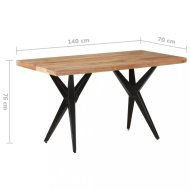 vidaXL Jedálenský stôl masívne drevo / oceľ 140x70x76 cm 323562 - cena, porovnanie