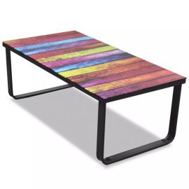vidaXL Konferenčný stolík s potlačou kov / sklo Farby 241175