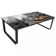 vidaXL Konferenčný stolík s potlačou kov / sklo Mesto 240967 - cena, porovnanie
