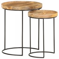 vidaXL Odkladací stolík 2 ks drevo / kov Mangovníkové drevo 321705 - cena, porovnanie